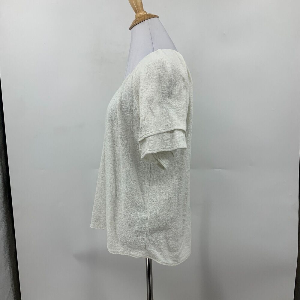 Madewell Textured Thread Top Women M Ivory Tiered Sleeve Keyhole Textured - Picture 5 of 13